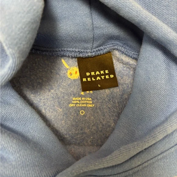 Official Drake Blue Hoodie with Graphic Art from Concert - Picture 2 of 6